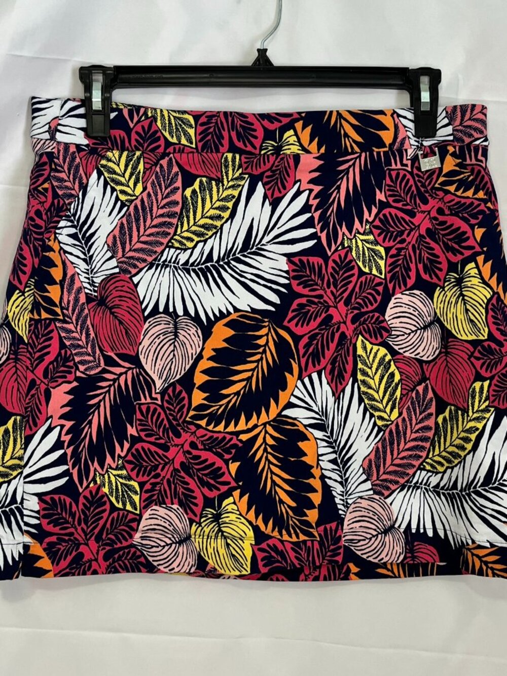 Womens Stretch Skort Blue Multicolor Tropical Floral Print XL Cruise Wear Beach